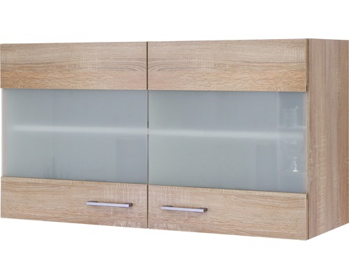 Flex Well Hängeschrank mit Glastür Samoa BxTxH 100x32x55 cm Frontfarbe sonoma eiche matt Anschlag links rechts