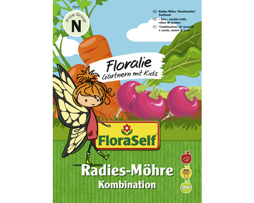 Graines de légumes FloraSelf Floralie Jardiner avec des enfants carottes et radis ruban de graines