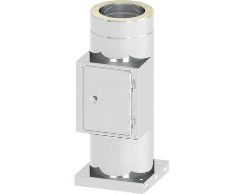 Élément de nettoyage carré Jeremias Vision avec plaque de base Ø130mm Cheminée en acier inoxydable avec porte de nettoyage