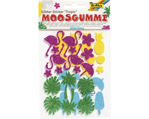 Moosgummi Glitter-Sticker Tropic 36-tlg.