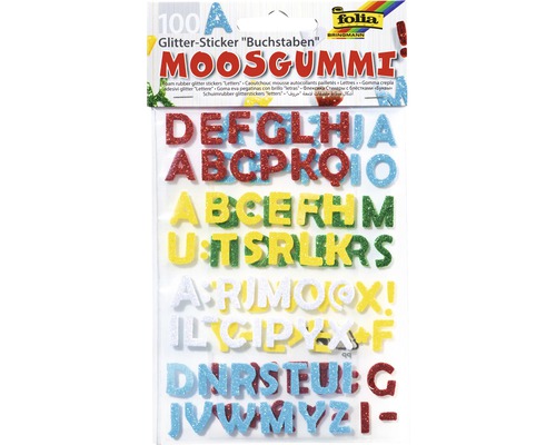 Moosgummi Glitter-Sticker Buchstaben 100-tlg.