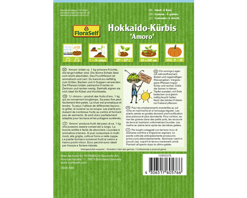 FloraSelf Hokkaido Kürbis Amoro Samenpackung