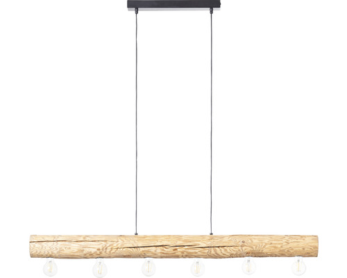 Hängelampe aus Holz mit sechs Leuchten