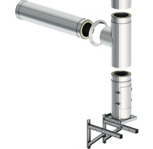 Doppelwandiger Edelstahlschornstein mit Wandhalterung und T-Stück
