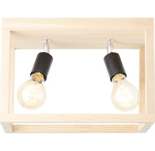 Plafonnier avec deux lampes dans un cadre en bois