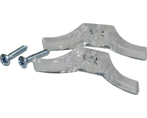 Deux supports transparents en plastique avec vis assorties