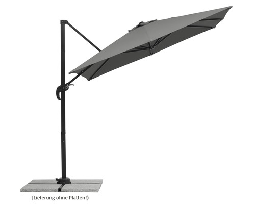 Parasol Schneider Rhodos Junior 230 x 230 cm anthracite Parasol déporté avec abat-jour gris et cadre noir