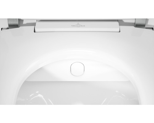 Innenansicht einer weißen Keramiktoilette von Villeroy & Boch.