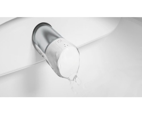 Bild eines Dusch-WCs im Betrieb mit Wasserstrahl.