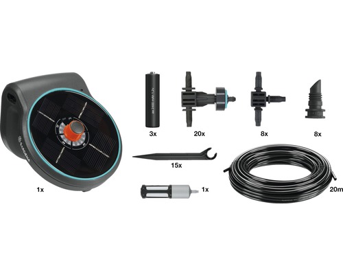 Gardena Urlaubsbewässerung Set mit Bewässerungscomputer, Batterien, Verteilerstücken, Endtropfern, Rohr und Zubehör