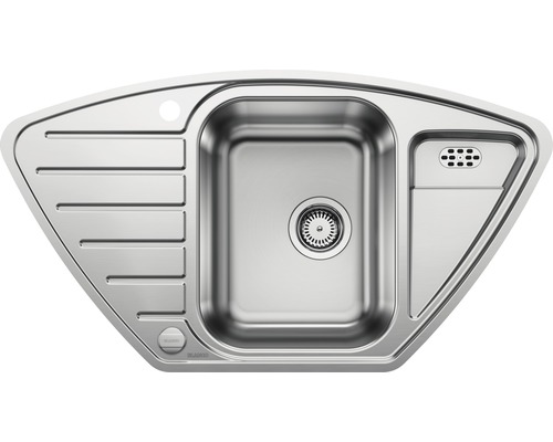 Évier Blanco LANTOS 9E-IF 930 x 510 mm acier inoxydable finition brossée 516277 Évier d''angle en acier inoxydable avec égouttoir