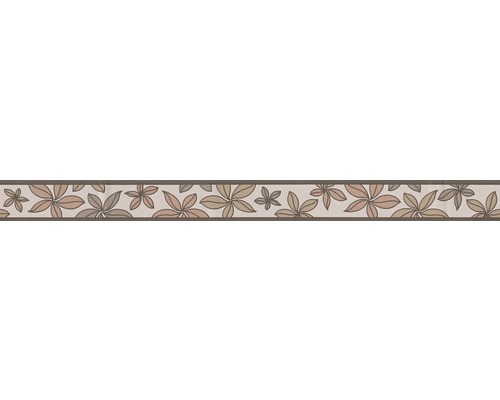 Frise 2814-18 autocollante fleurs marron beige 5 m x 5 cm Bordure avec motif de feuilles pour la décoration murale