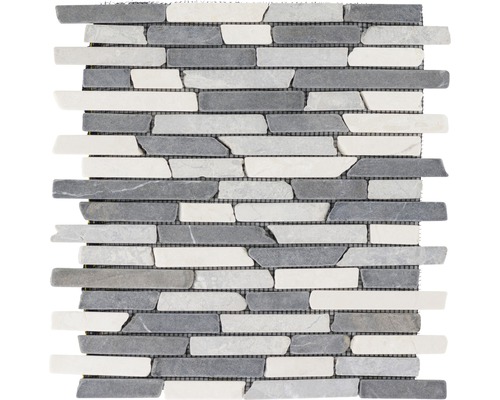 Mosaïque en pierre naturelle en gris et blanc