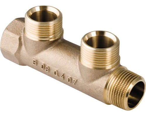 GEBERIT Mepla Verteiler 2-fach Rotguss 3/4 Zoll IG x 3/4 Zoll AG 602.422.00.1 Messingfitting T-Stück mit Gewinde