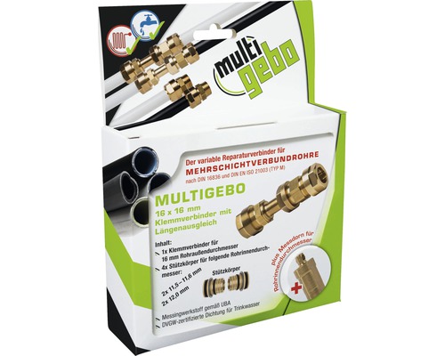 Multi Gebo Reparaturverbinder für Mehrschichtverbundrohre 16x16mm im Karton