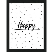 Affiche encadrée avec l''inscription Happy et des points
