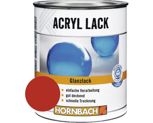 Laque couleur HORNBACH laque acrylique brillante rouge feu 125 ml