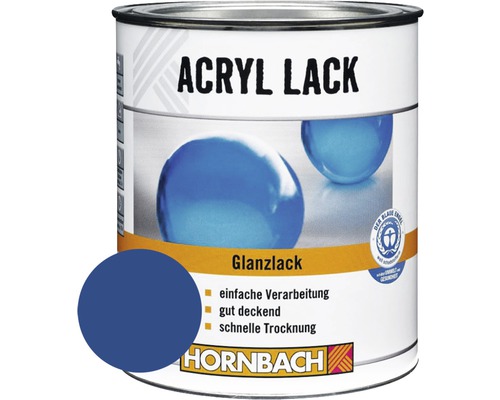 Laque couleur HORNBACH laque acrylique brillante bleu gentiane 750 ml
