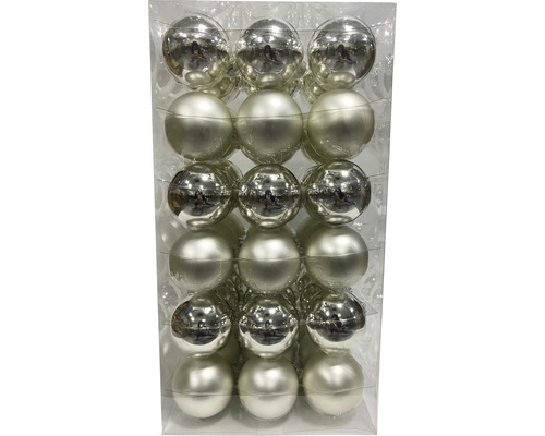 Boules de Noël en verre Lafiora Ø 6 cm argent 54 pces Boules de Noël en verre Lafiora Ø 6 cm argent 54 pces