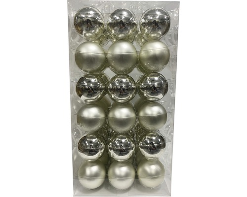 Boules de Noël en verre Lafiora Ø 6 cm argent 54 pces