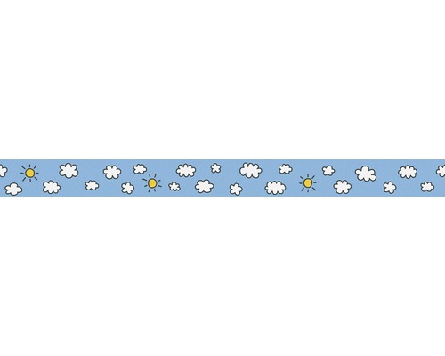 Frise 36859-1 Only Borders nuages soleil bleu clair 5 m x 5 cm Bordure décorative avec motif de nuages et de soleil