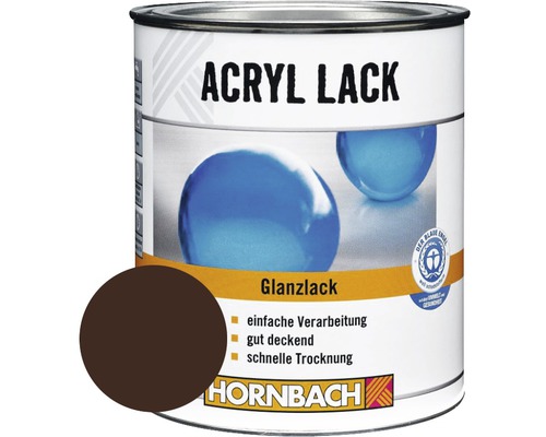 Laque couleur HORNBACH laque acrylique brillante marron chocolat 750 ml