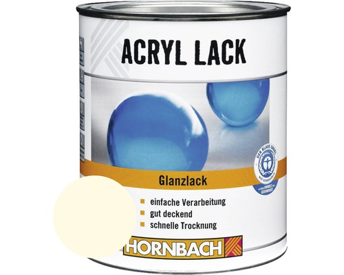 Laque couleur HORNBACH laque acrylique brillante blanc crème 375 ml