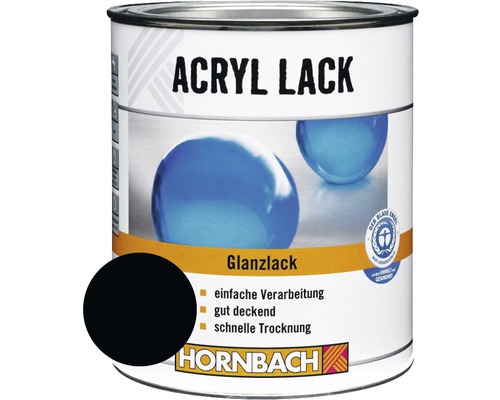 Laque couleur HORNBACH laque acrylique brillante noir foncé 750 ml