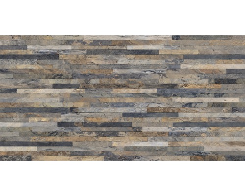 Carrelage mural Ardesia naturel graphite 32x62.5 cm Revêtement mural en pierre naturelle avec aspect rayé horizontal