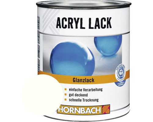 Laque couleur HORNBACH laque acrylique brillante blanc glacier 375 ml