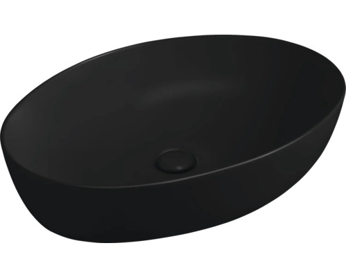 Vasque à poser Jungborn KALEN 62,5 x 42 cm avec bouchon en céramique noir mat