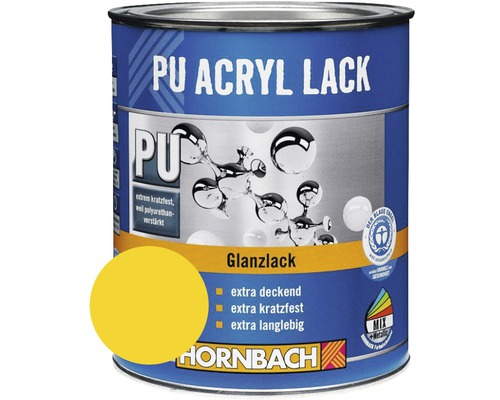 Laque couleur PU HORNBACH laque acrylique brillante RAL 1021 jaune colza 750 ml