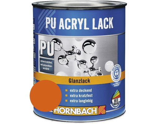 Laque couleur PU HORNBACH laque acrylique brillante orange inésite 750 ml