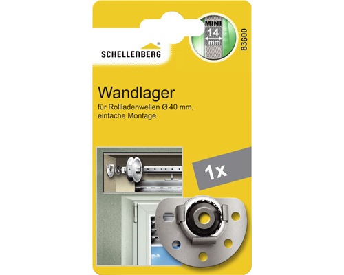 Schellenberg Wandlager für Rollladenwellen mit 40 Millimeter Durchmesser, einfache Montage, Einzelpackung