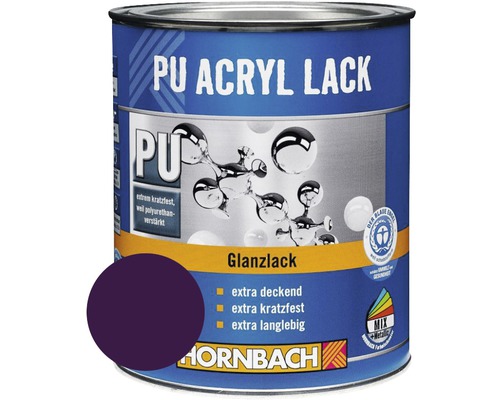 Laque couleur PU HORNBACH laque acrylique brillante violet vitelotte 750 ml