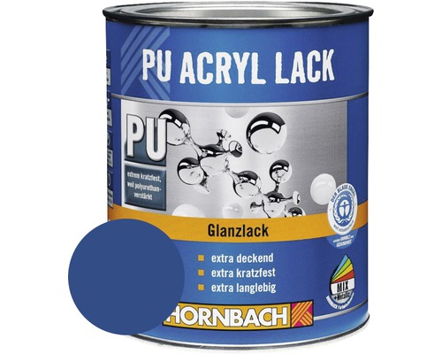 Laque couleur PU HORNBACH laque acrylique brillante RAL 5010 bleu gentiane 750 ml