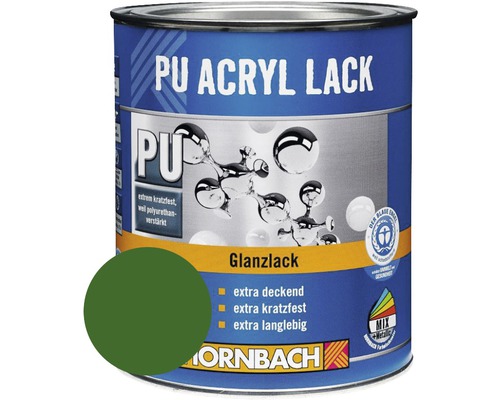 Laque couleur PU HORNBACH laque acrylique brillante RAL 6002 vert feuillage 750 ml