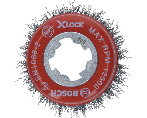 Brosse métallique Bosch X-Lock pour meuleuse d''angle, maximum 12500 tours par minute