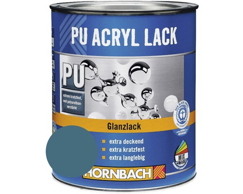 Laque couleur PU HORNBACH laque acrylique brillante turquoise Bisbeet 750 ml