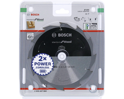Lame de scie circulaire Bosch Standard for Wood, diamètre 165 millimètres