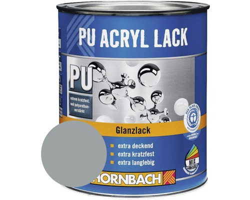 Laque couleur PU HORNBACH laque acrylique brillante RAL 7001 gris argent 750 l