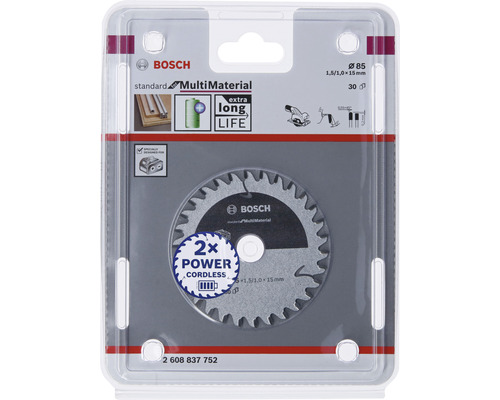 Lame de scie multi-matériaux Bosch de 85 millimètres de diamètre sous blister