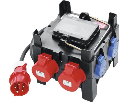 Boîtier de distribution mobile 32A IP54 5 pôles noir/rouge/bleu