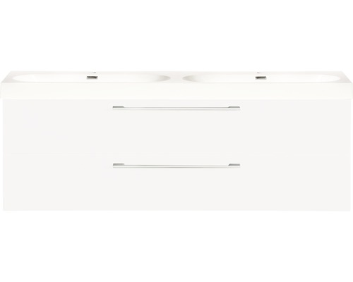 Badmöbel-Set Differnz Somero BxHxT 120 x 57 x 38 cm Frontfarbe weiß hochglanz mit Waschtisch Mineralguss weiß