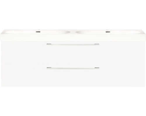 Lavabo double avec meuble bas Differnz SOMERO lxhxp 120x57x38 cm couleur de façade blanc haute brillance 36.104.88 Lavabo double avec meuble bas Differnz SOMERO lxhxp 120x57x38 cm couleur de façade blanc haute brillance 36.104.88