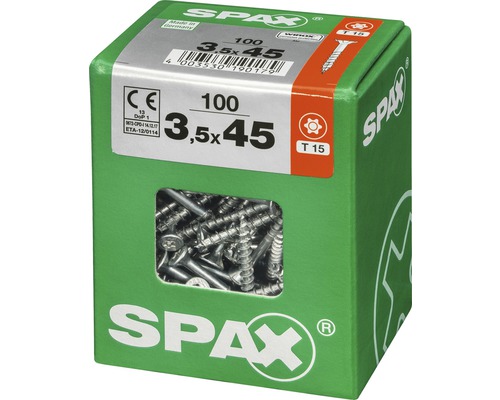 Vis Spax en boîte, dimension 3,5x45 millimètres