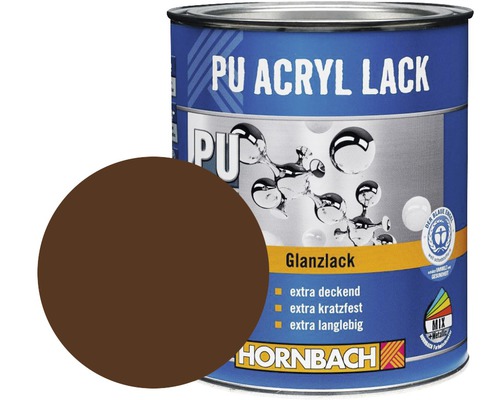 Laque couleur PU HORNBACH laque acrylique brillante RAL 8011 noisette 750 ml