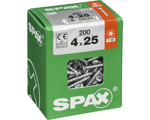 Vis universelles Spax en carton, 4x25 millimètres, 200 pièces