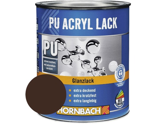 Laque couleur PU HORNBACH laque acrylique brillante RAL 8017 marron chocolat 125 ml