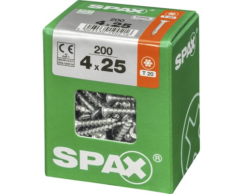 Vis Spax 4 x 25 millimètres, 200 pièces